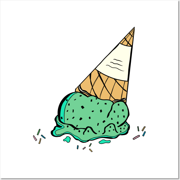 Mint Chocolate Chip Ice Cream Cone Wall Art by Designs-by-Lou